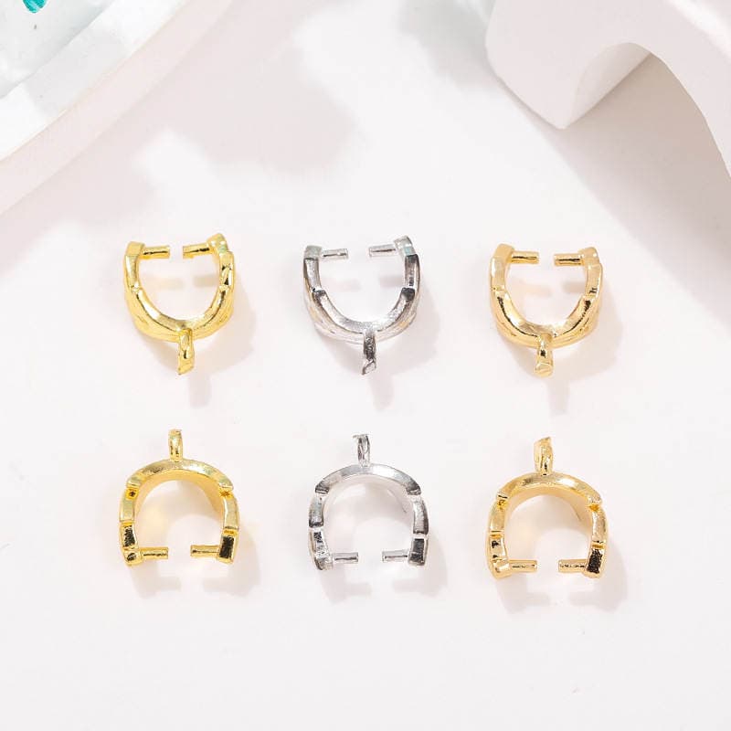 Alloy Electroplated Leaf-Shaped Fixed Clip U-Shaped Melon Seed Buckle DIY Necklace Bracelet Jewelry Accessories Material Wholesale 2