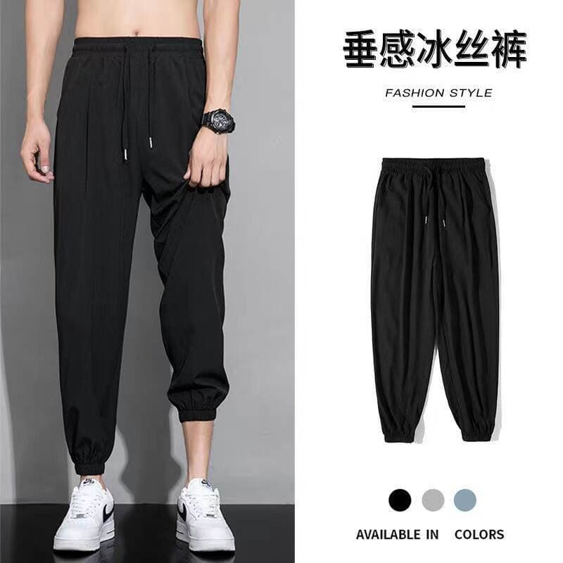 Pants Men's Summer Thin Ice Silk Quick-drying 2022 New Arrival Loose Sports Trendy All-match Leg-toe Casual Trousers 3