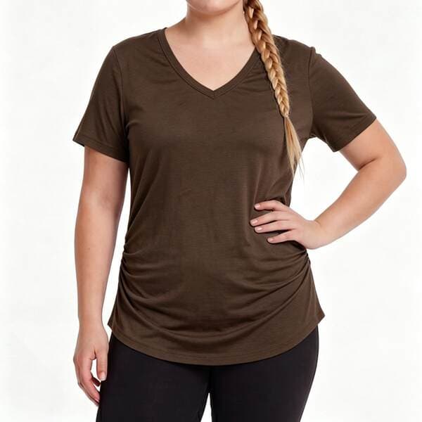 Plus-size cross-border new style women's summer slim-fit V-neck sports T-shirt, fitness top, yoga wear, short-sleeved women's top