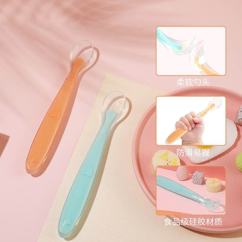 Mother and Baby Products Baby Soft-Head Silicone Food Supplement Spoon Food-Grade Baby Rice Cereal Puree Spoon Children's Feeding Tableware 2