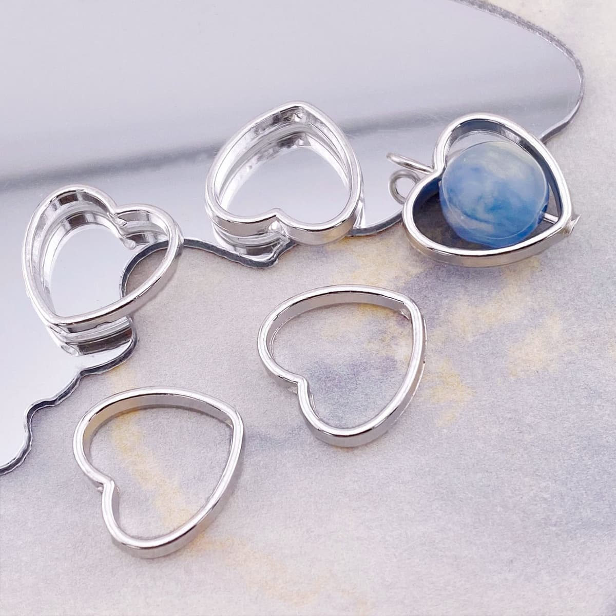 A724 [bright silver large size] card 10mm love bag bead circle 15.5*15mm (hole 11.5mm)