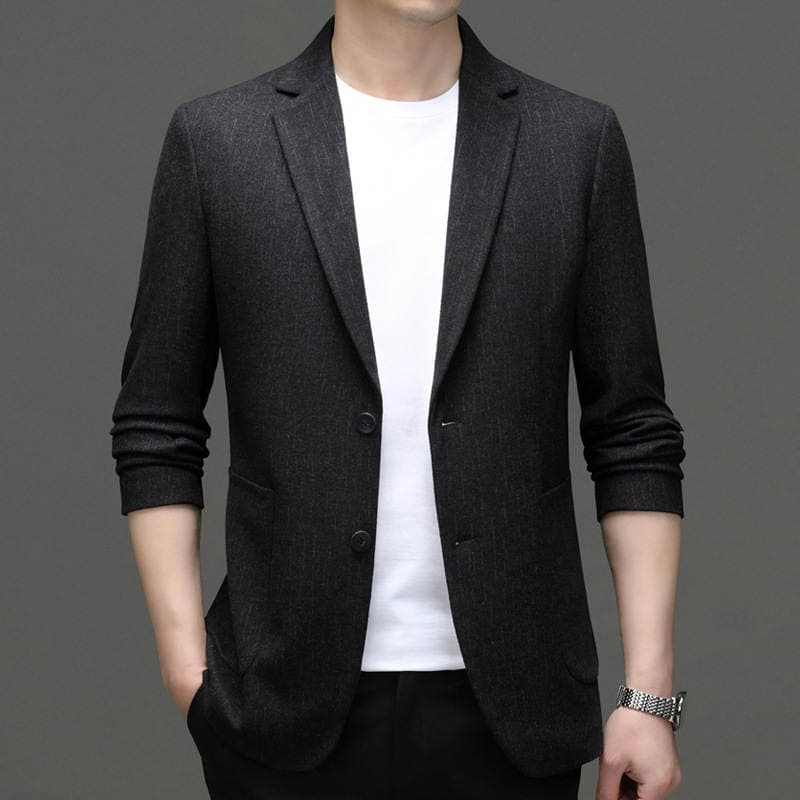 Autumn New Style Jacket for Young and Middle-Aged Men, Fashionable Casual Solid Color Warm Long-Sleeve Jacket, Business Men's Fleece Jacket 2