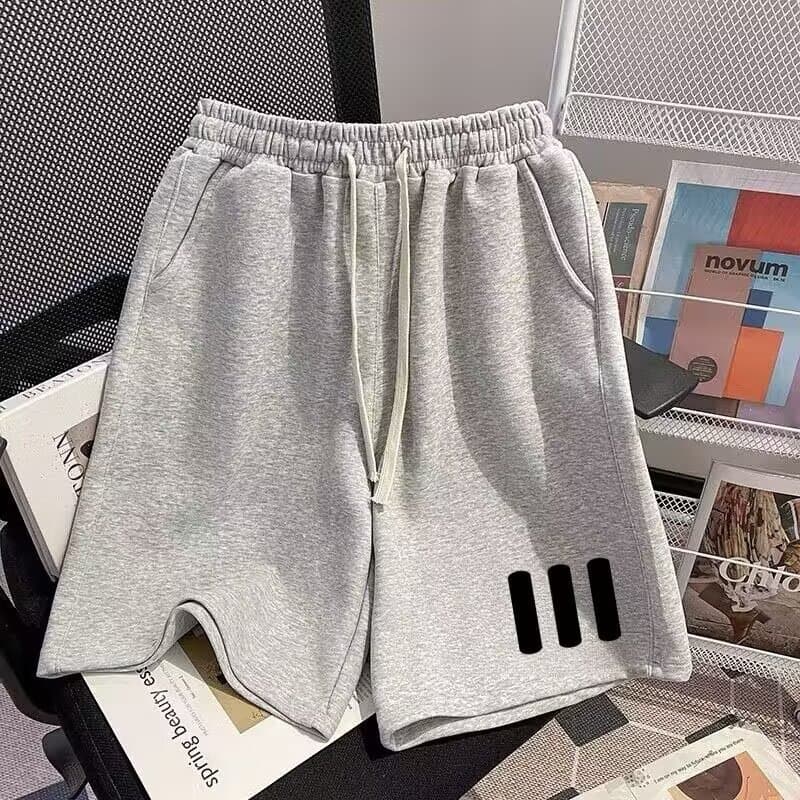 Three-stripe hemp rope shorts - grey