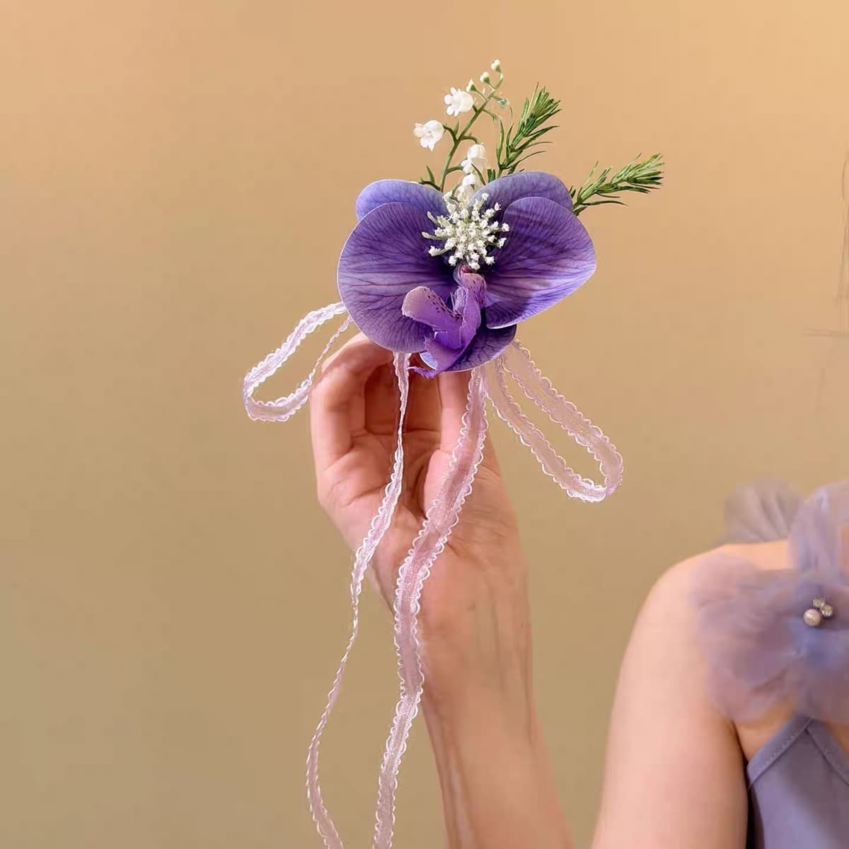 Purple phalaenopsis flower hair clip
