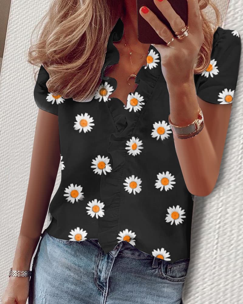 Short sleeve-black daisy