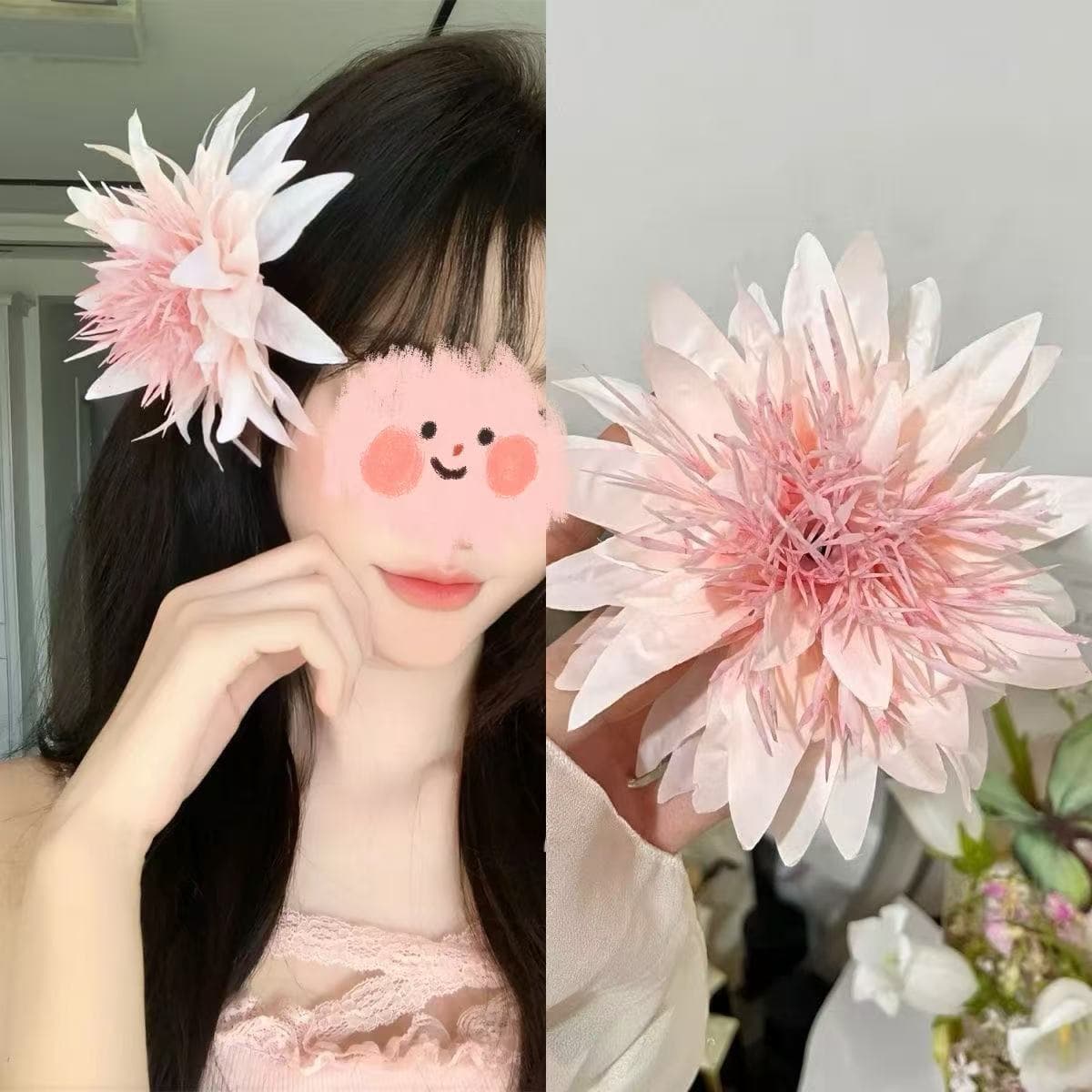 5645 anemone flower hair clip-pink