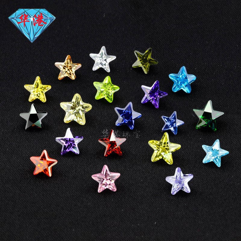 Huagang gem five-pointed star zircon bare stone ring surface wholesale white color artificial CZ white stone main stone AAA 3