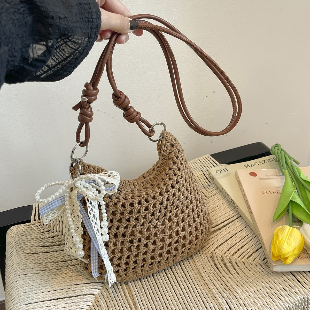 Khaki silk scarf