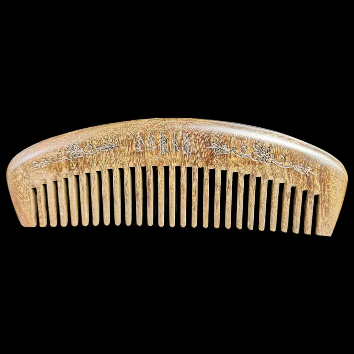 Gold wire green sandalwood 17cm moon-shaped wide teeth