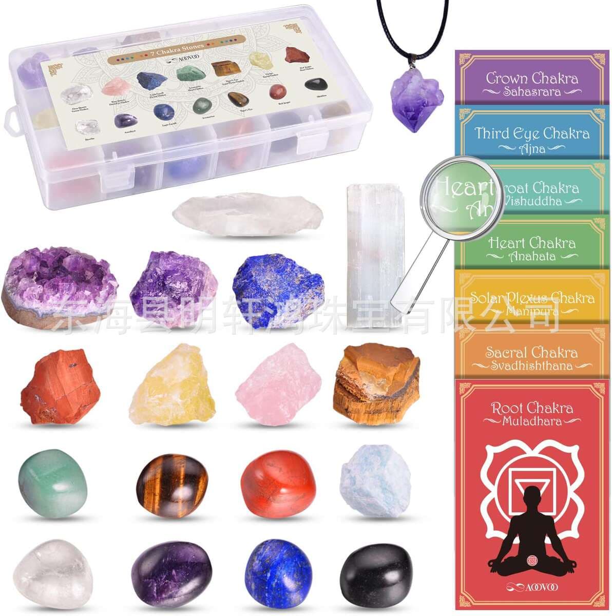 Natural Crystal Original Stone Gift Box suit Colorful Gem Storage Box Gift Box Colorful Stone Combination 1