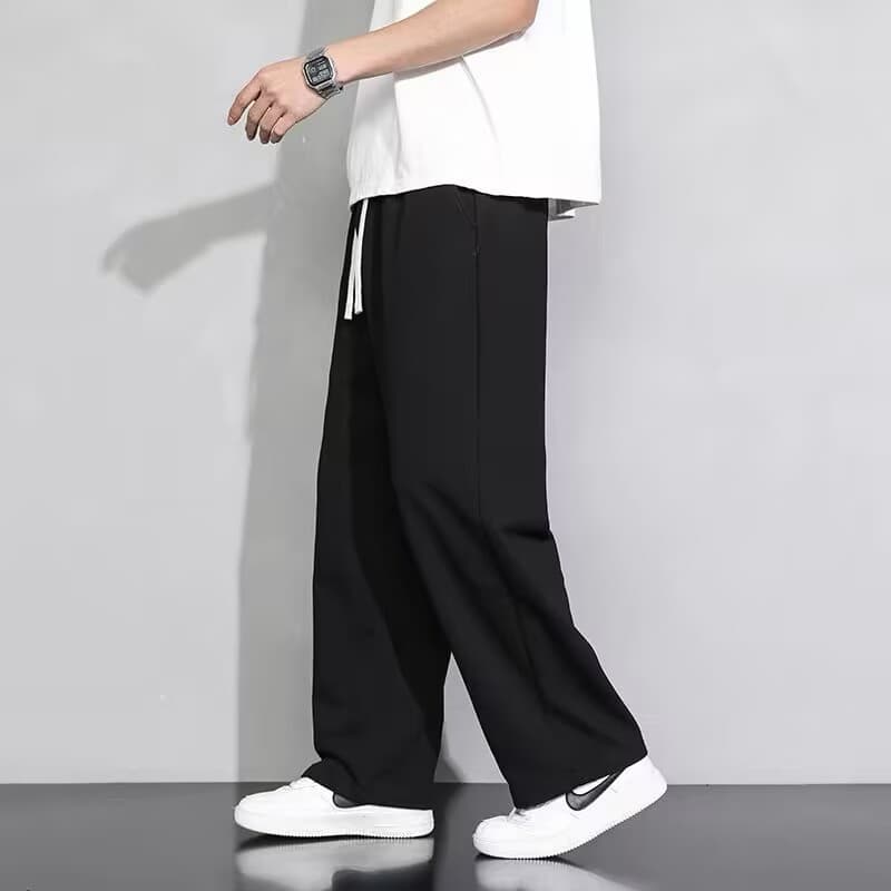 Hemp rope straight pants black