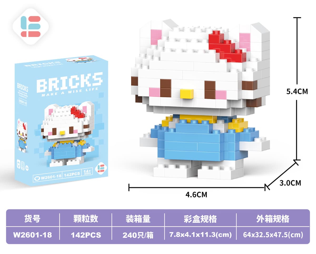 18 mini kt cat blue 142pcs