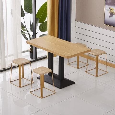 Ginger wood color table and four stools