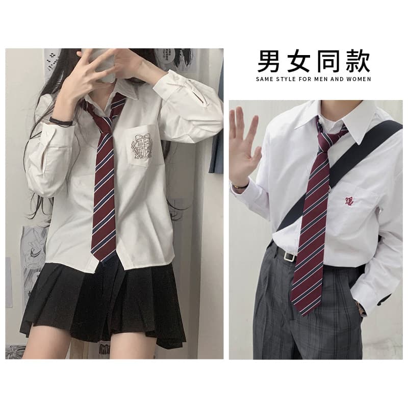 Maroon blue and white twill tie belt 145cm