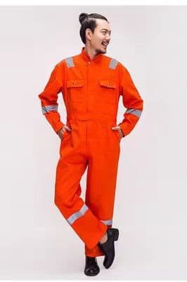 Orange one-piece with pleated back waist