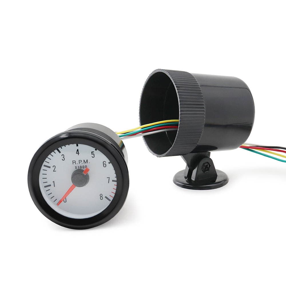 Cross-border hot 2-inch 52mm blue light black circle car tachometer 0-8000rpm suitable for 1-8 cylinder 5