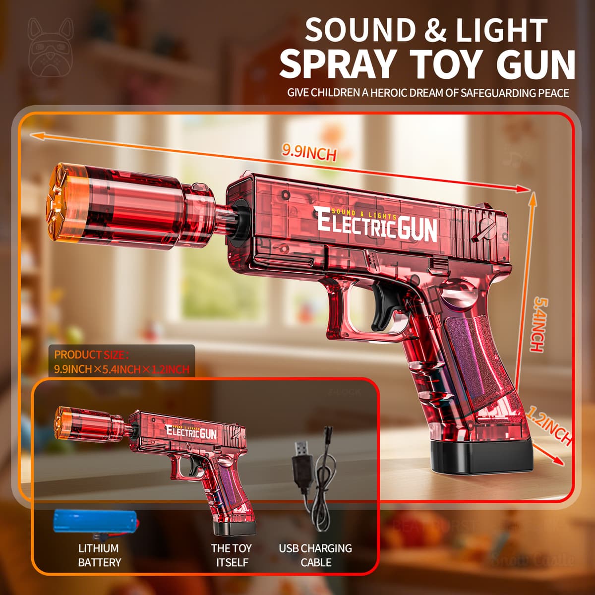 Glock linkage spray version sound and light gun-transparent red (color box)