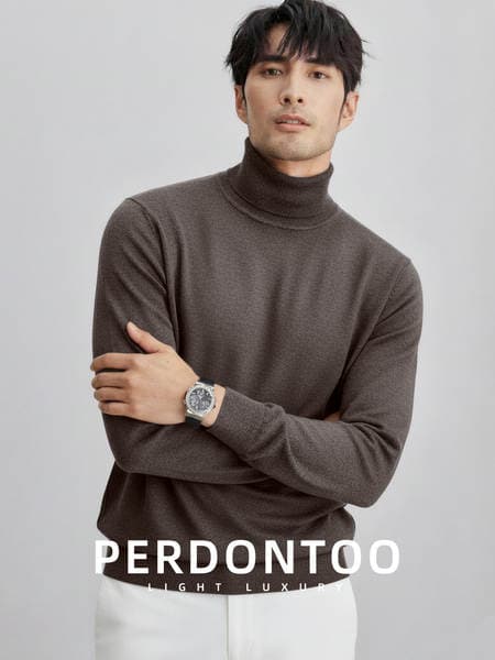 [Top Luxury Old Money Style Series] Warm Winter High Collar Heat Storage and Warm Pure Color Knitwear Men's Bottoming Casual Knitwear