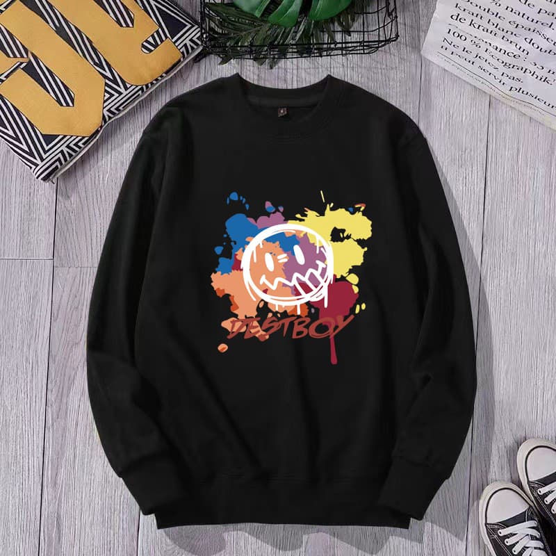 Sweater black graffiti smiley