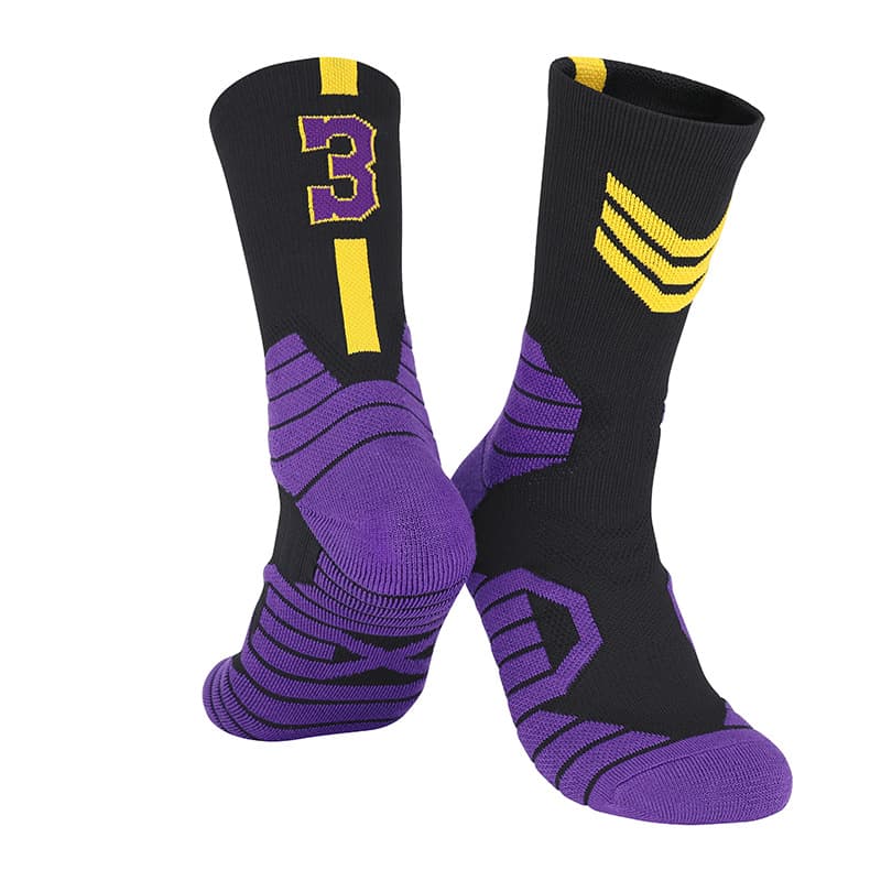 Black and yellow no. 3-adult socks
