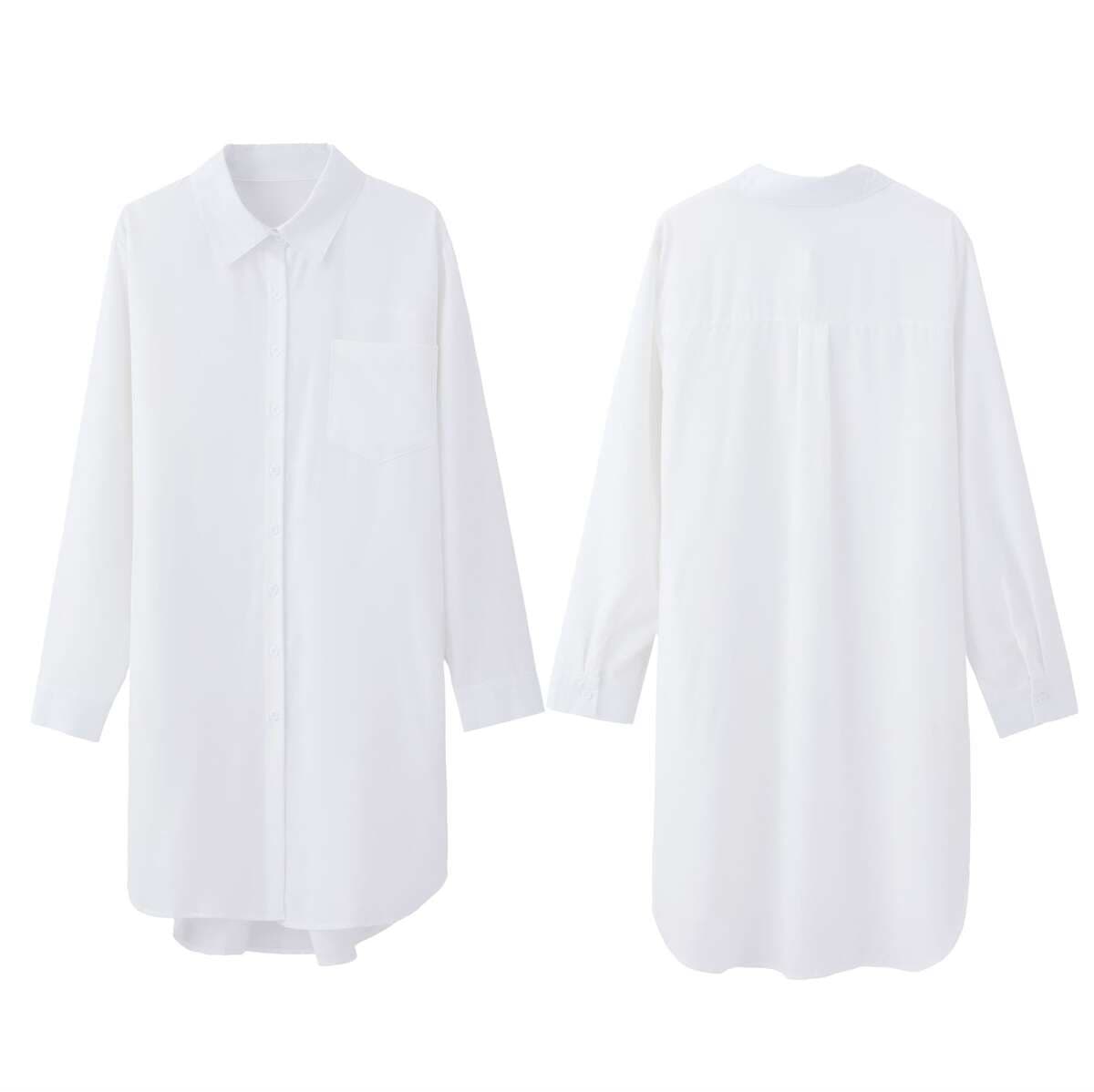 2026 Cross-Border European and American Foreign Trade Women's Clothing Autumn New Style Amazon Long Solid Color Casual Elegant Long-Sleeved Shirt for Women 5