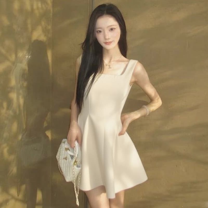 Apricot white [short suspender skirt]