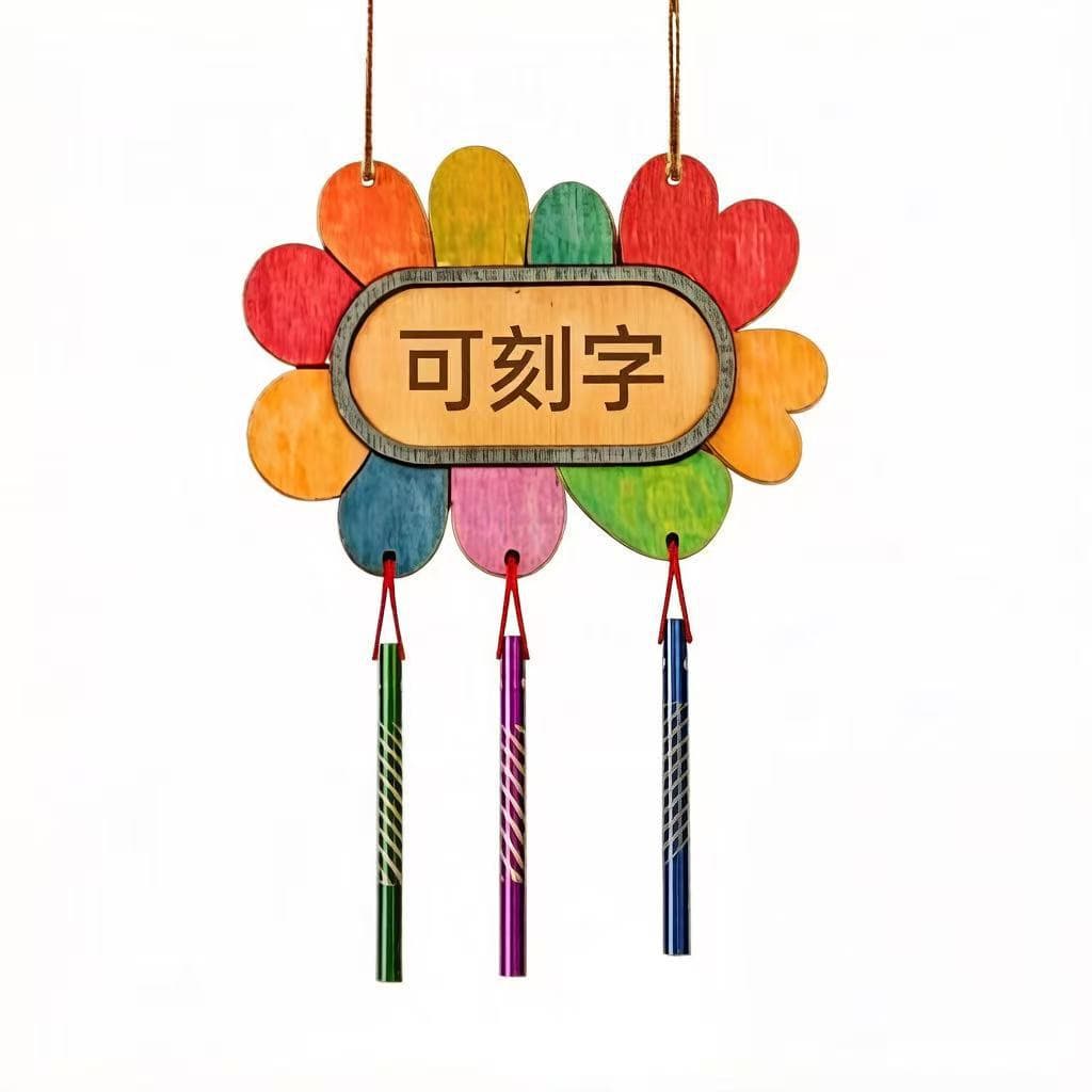 Diy wooden wind chime set—flowers (wind chime + wire included)