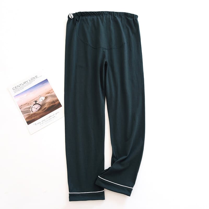 Dark Green-hemmed belly pants