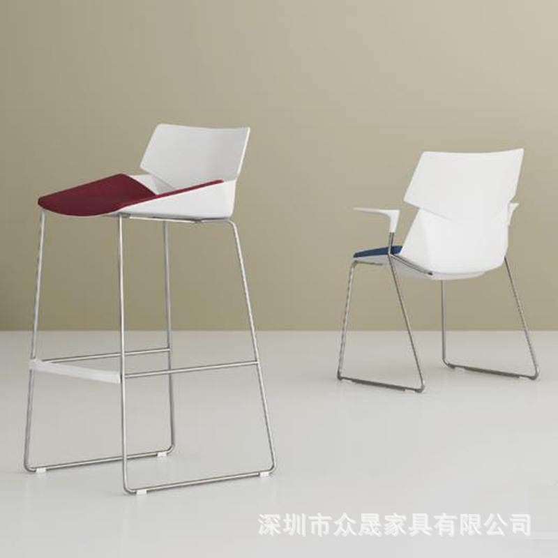 White Plastic Back Office Chair Fashion Staff Computer Chair Study Adjustable Swivel Chair High Bar Chair Stool Origami Conference Chair 4