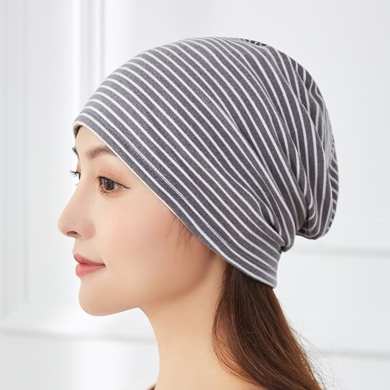 German velvet gray bar moon hat