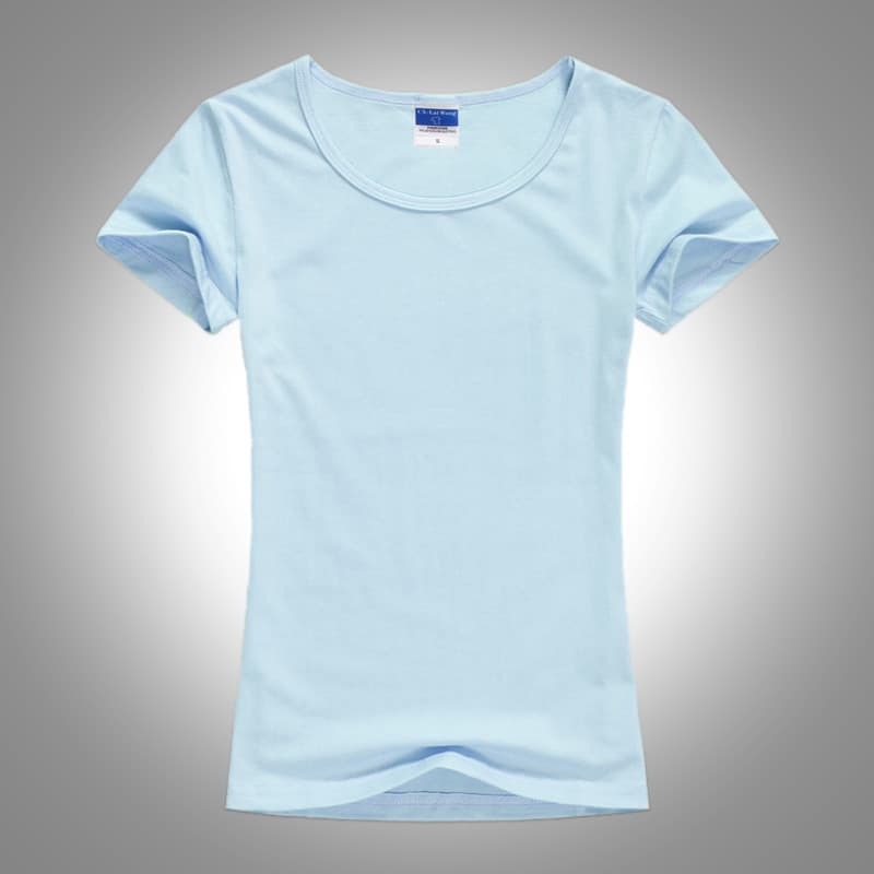 Solid color short sleeves sky blue (women's style