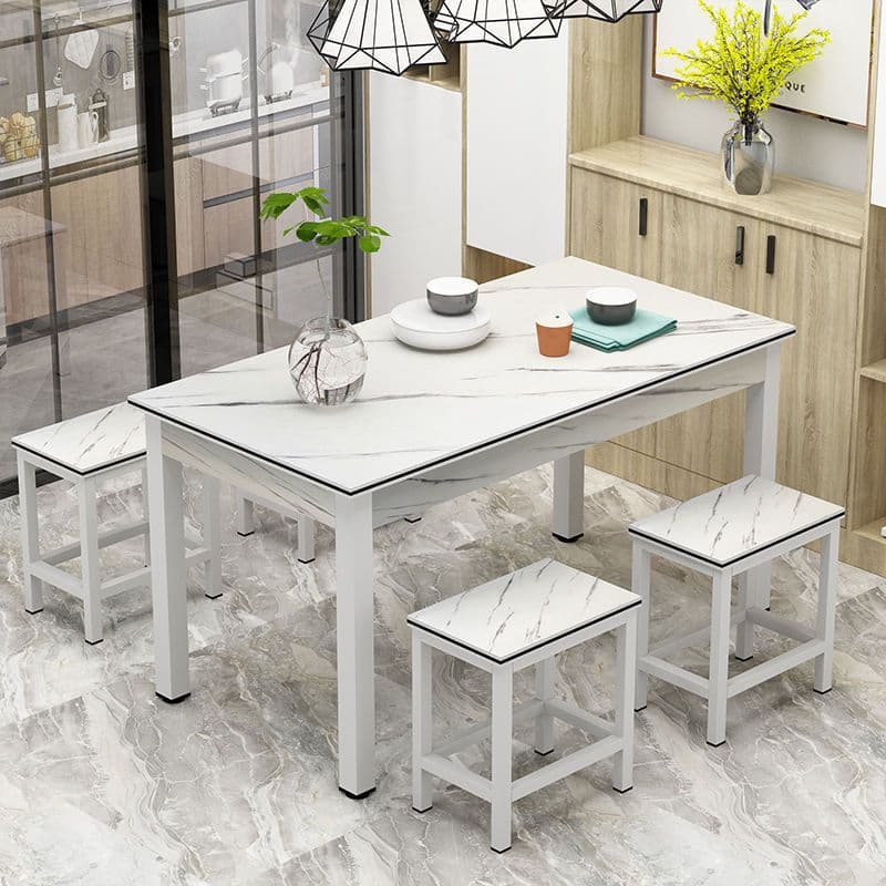 120*60 with four stools anti-marble white + white frame