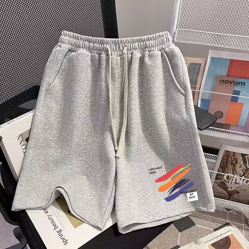 Color striped hemp rope shorts gray
