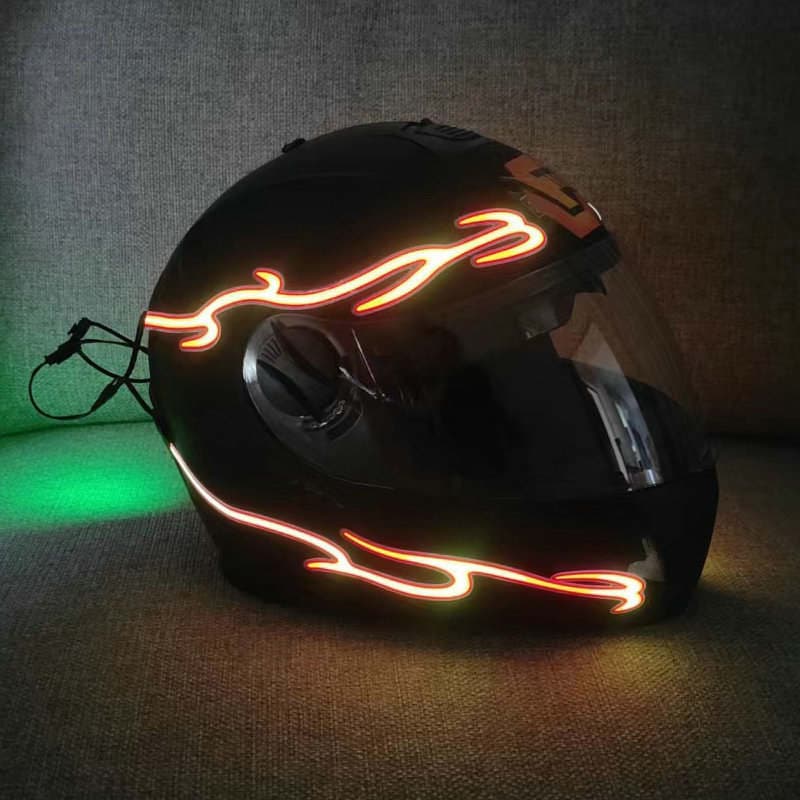 Motorcycle Helmet Decoration with Adhesive Glow Strips, Tiktok-Style Light-Up Ultra-Thin Flexible Colorful Lights 3