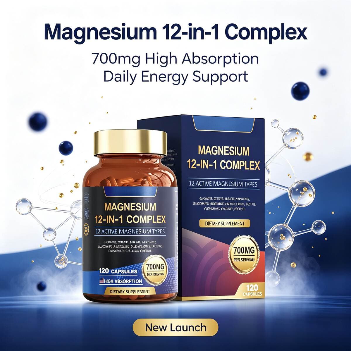 12-in-1 Magnesium Complex, Cross-Border Health Supplement, Hot-Selling in the Us Market, Aliexpress, Tk, Mercado Libre, Body Nutrition Products 2