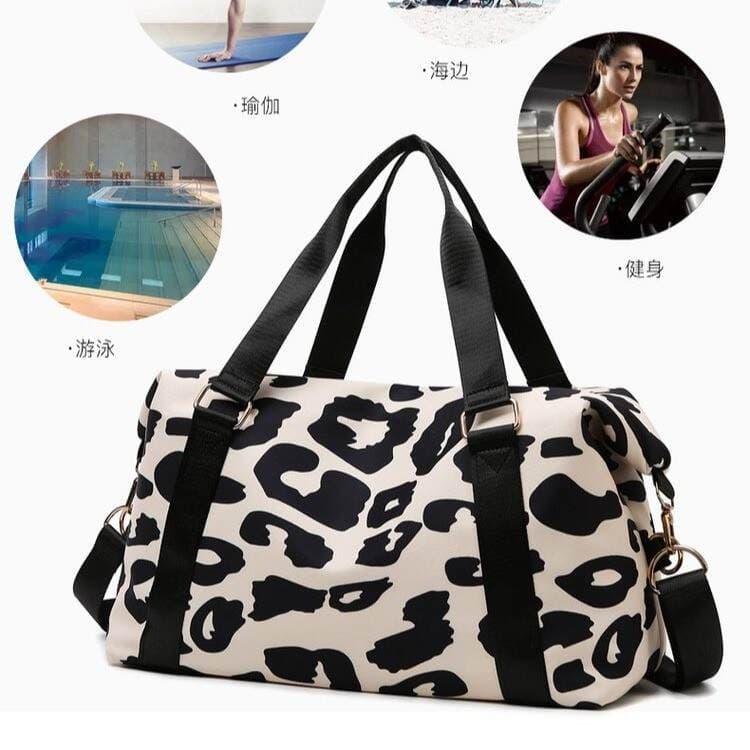 Travel Bag, Short-Distance Business Trip Luggage Bag, Light Accommodation Bag, Fitness Bag, Large-Capacity Cow Pattern Travel Bag, Boarding Bag 4