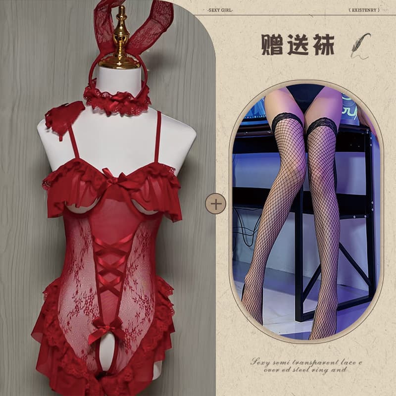 Burgundy + black fishnet stockings