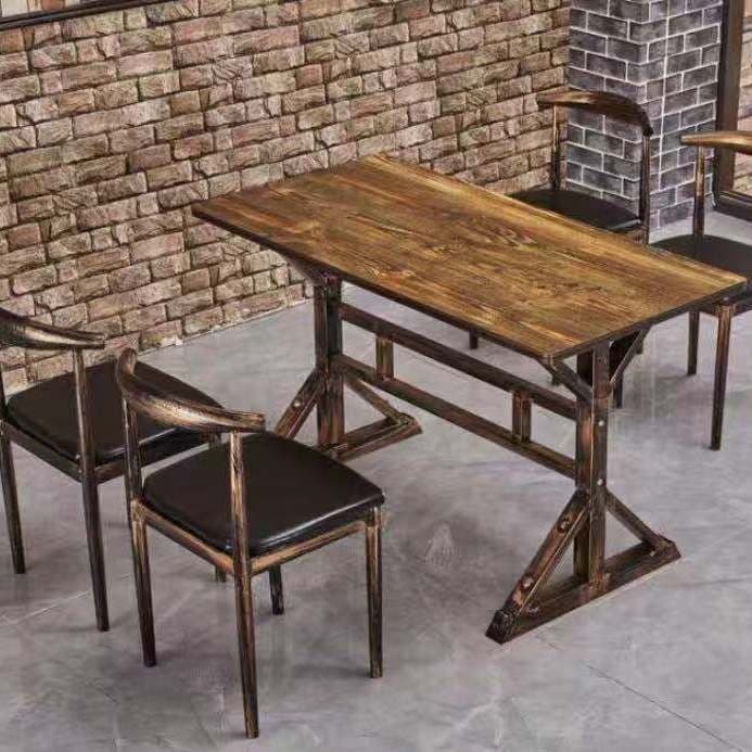Rice-shaped table 120*60, one table and four chairs [burnt wood]
