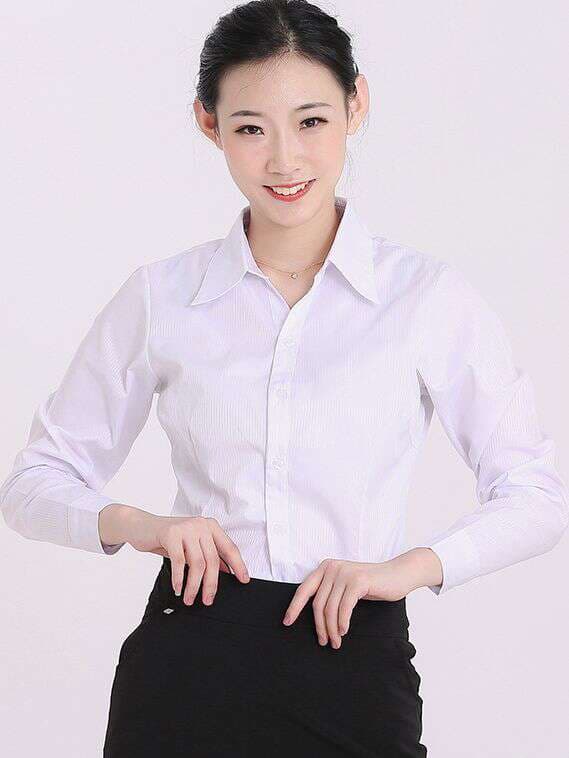 Professional Vertical Stripe White Shirt Long-sleeved Slim-fit Elegant Fashion Dress Women's Tooling Large Size Shirt 1