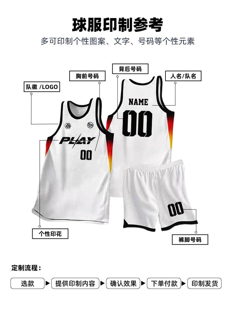 American Basketball Uniform Set, New Summer Style, Comfortable Quick-Drying Jersey, College Sports Competition Team Uniform, Jersey Wholesale 3