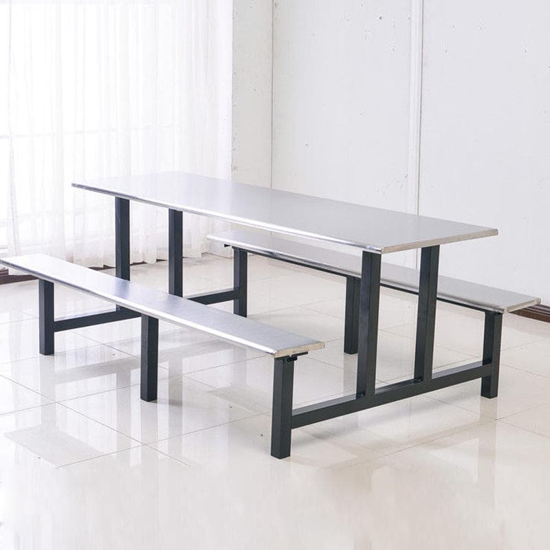 Baohui Stainless Steel Dining Table Rectangular Household Simple Dining Hall Table 304 Steel Integrated Table and Chair Set 3