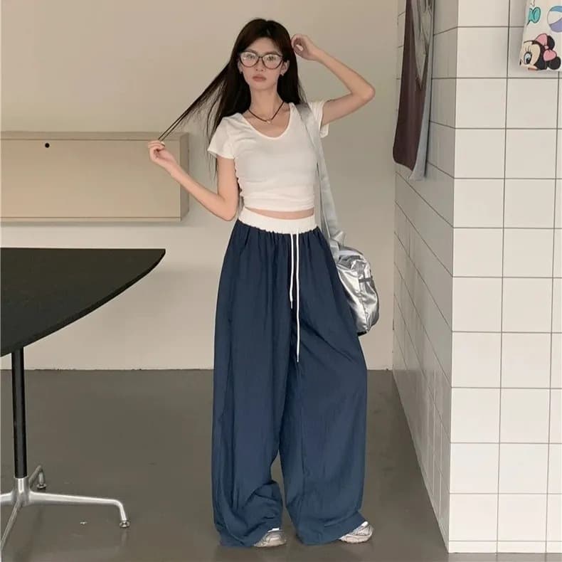 New color block lightweight wide leg straight pants l (recommended 55-62.5kg) 20827101