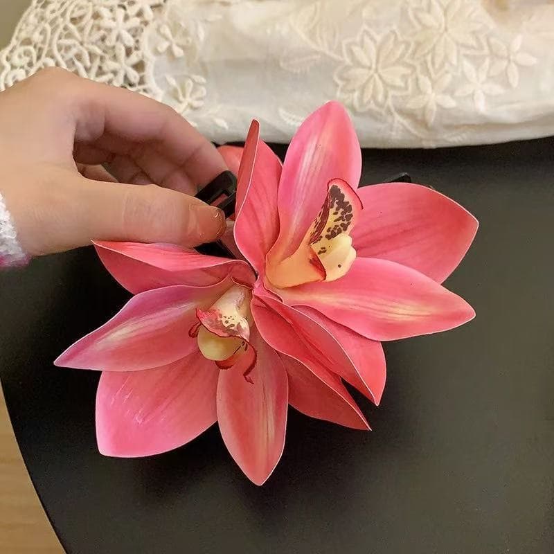 5648 magnolia flower clip-rose red