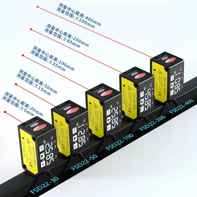 10μm Yüksək Dəqiqlikli Lazer Ölçmə Sensoru FSD22-30 (Qalınlıq, Məsafə, Düzlük, En Ölçümü üçün) 2
