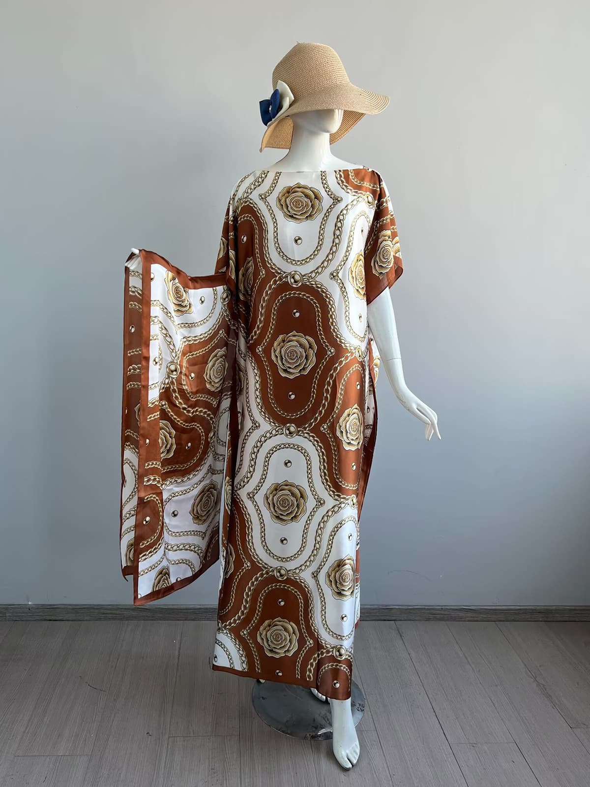 257-chain rose-caramel brown rice white gold