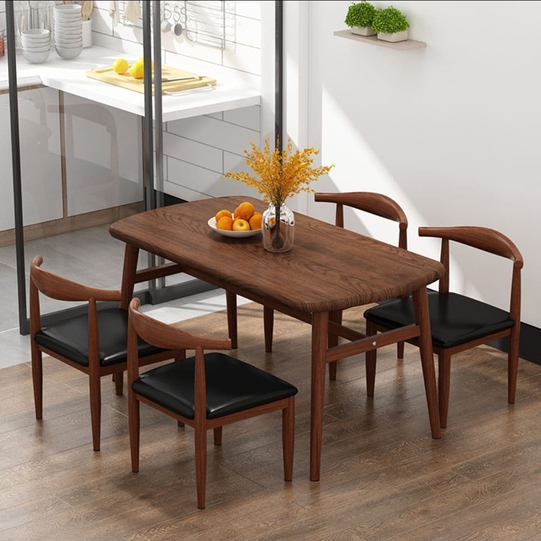 60*120cm walnut k table (one table and four chairs)