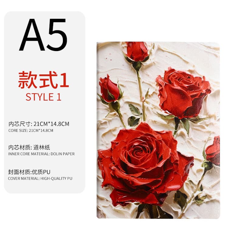 Red rose color printed a5 notepad