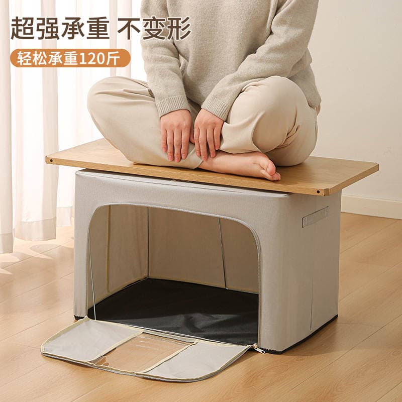 Clothes Storage Box Foldable Single Window Visible Clothes Storage Large Capacity Fabric Dust-proof Moisture-proof Sundries Storage Box 2