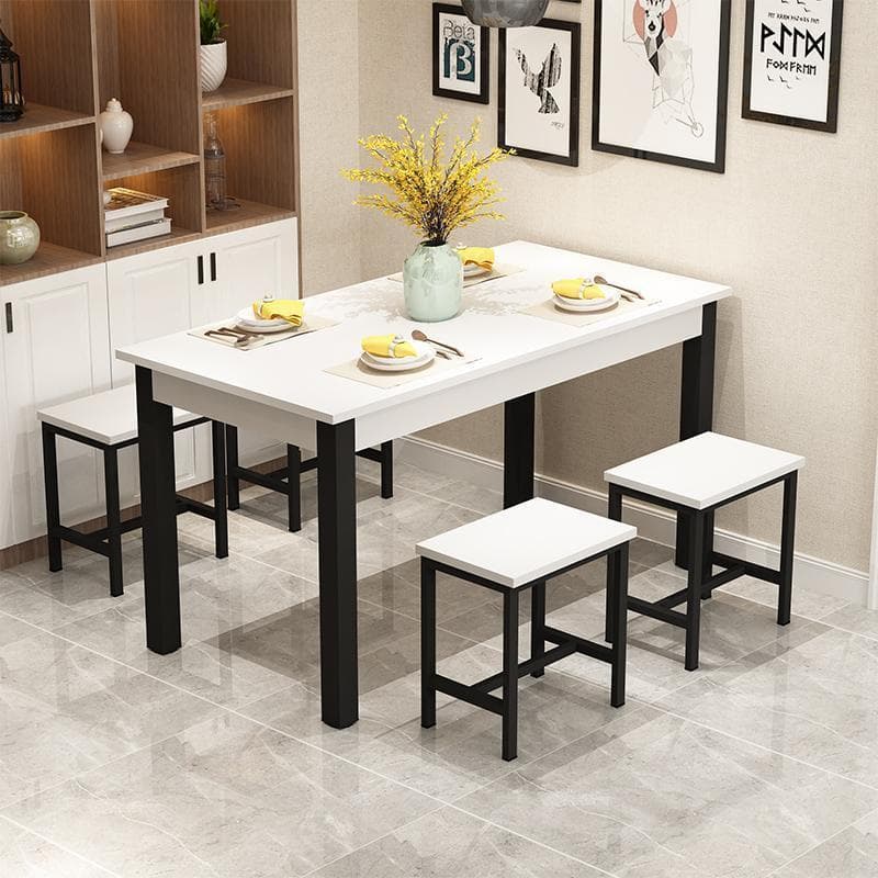 120*60 with four stools white + black frame