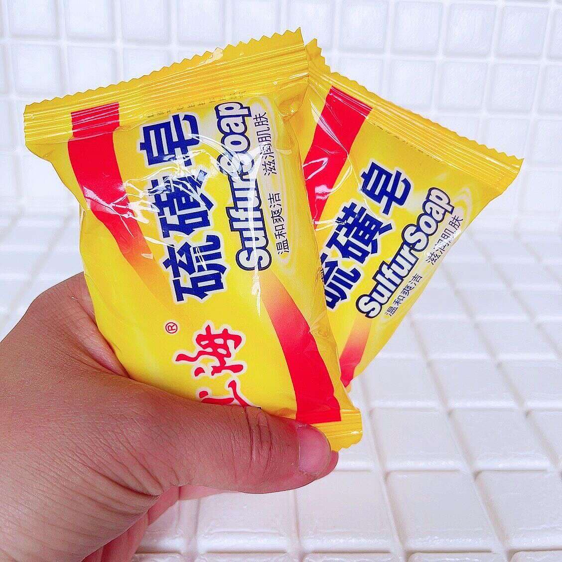 Genuine goods Shanghai sulfur soap 85g * 72 tablets face washing bath soap Shanghai soap sulfur 3